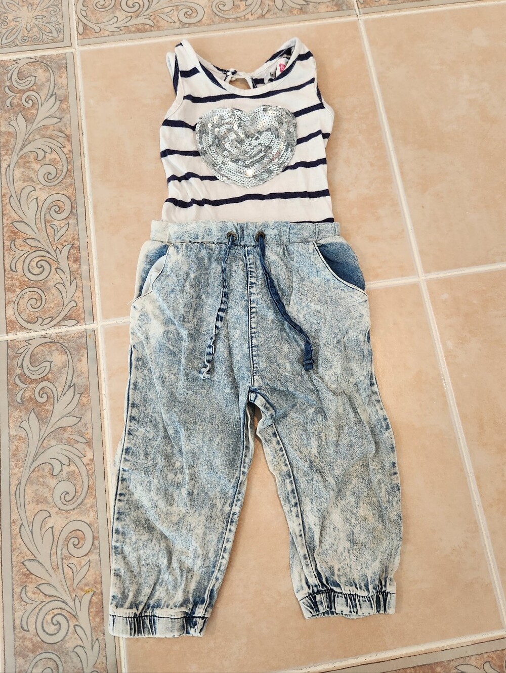 12m Girls Acid Wash Romper